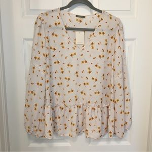 NWT Pleione Sz L Floral Blouse